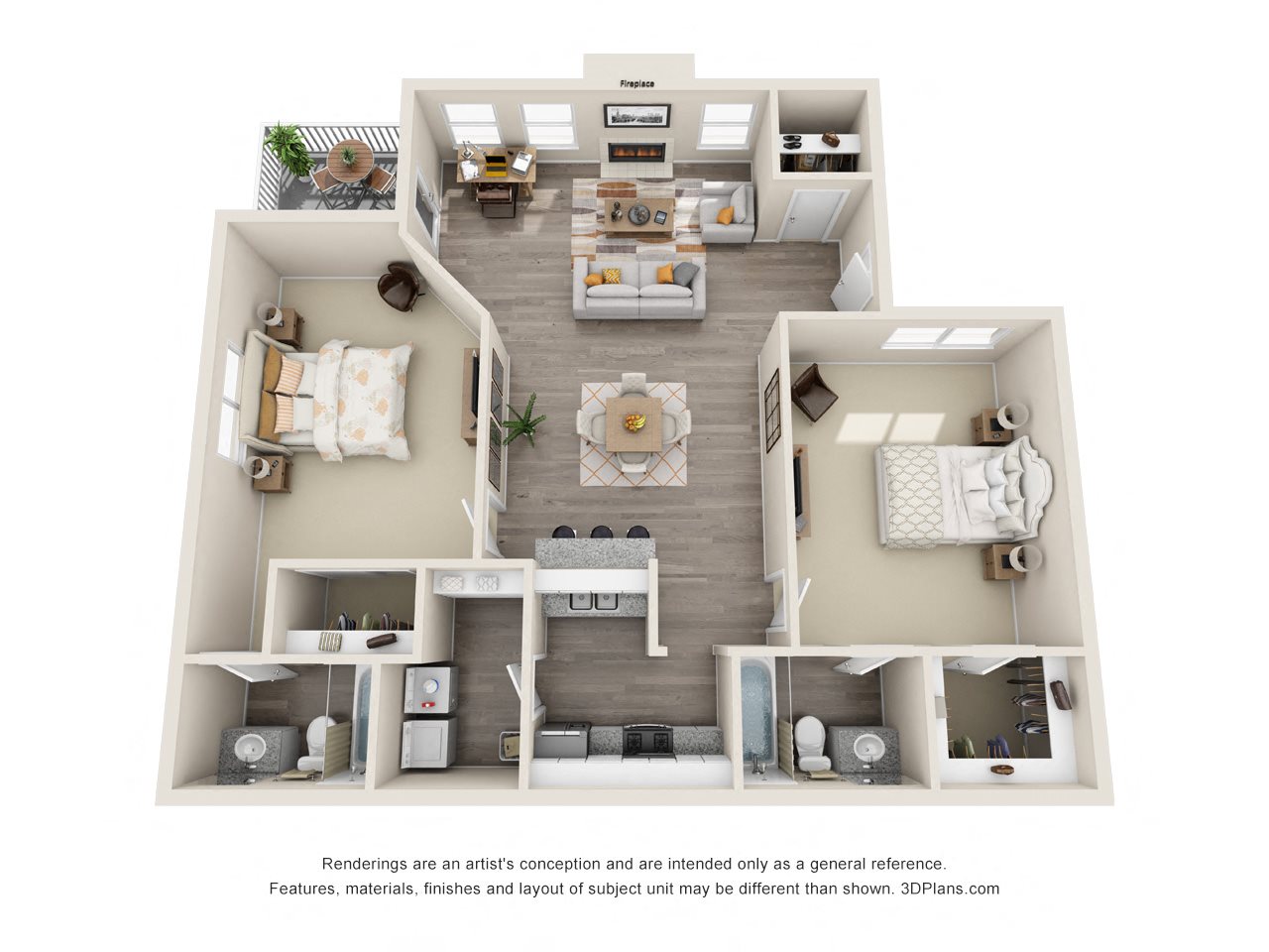 2 Bed 2 Bath Floor Plan 2 Bed 2 Bath Floor Plan at Trellis, Marietta, 30008